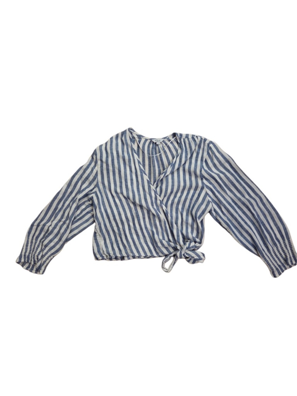 Rails Blue & White Striped V Neck Waist Tied Top